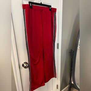 Champion Women’s Red Sweatpants with Gray Stripes